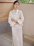 Mimosa Light Blue Jacquard Cheongsam Top