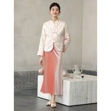 Larimar Light Powder Jacquard Cheongsam Coat