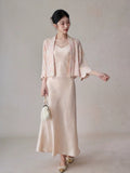 Freya Pink Satin Cheongsam Cardigan