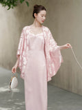 Lila Soft Pink Cheongsam Overlay or Slip Dress