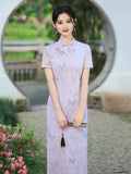 Larkspur Purple Lace Cheongsam Dress