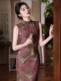 Ava Wine Vintage Lace Cheongsam Dress