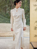 Marcelline White Polyester Cheongsam Dress