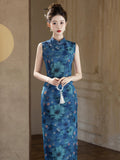 Adriana Mist Blue Slim-Fit Cheongsam Dress