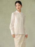 Velvet Cloud White Lightweight Cheongsam Top