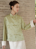 Moonstone Jacquard Spring Green Cheongsam Top
