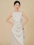 Ballad Cursive Jacquard Silk Cheongsam Dress