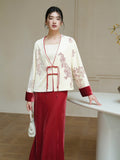 Ranunculus Velvet Red and White Cheongsam Coat