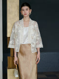 Allure Lace Embroidered Crabapple Brown Short Cheongsam Coat