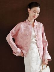 Vega Jacquard Purple Cheongsam Top