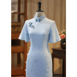 Prelude Silk Lake Blue Cheongsam