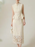 Lily 2-Piece Lace Sleeveless Cheongsam Set