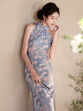 Isadora Blue Modern Cheongsam Dress