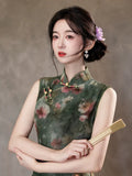 Rosalinda Green Sleeveless Cheongsam Dress