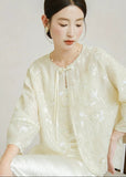 Lily Beige Sequin Embroidered Cheongsam Coat