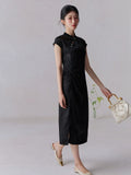 Isolde Black Jacquard Cheongsam Skirt