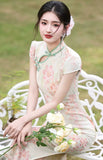 Damask Pink Slim-Fit Modern Cheongsam