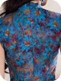 Adela Blue Breathable Long Cheongsam