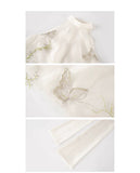 Crescendo 2-Piece Embroidered Halter Cheongsam Set