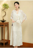Unakite Beige Sequin Embroidered Cheongsam Top