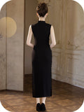 Sunrise Black Embroidered Cheongsam Dress