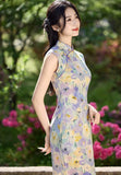Narcissus Dark Purple Tencel Cheongsam Skirt