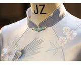 Prosperity Light Blue Embroidered Cheongsam Dress