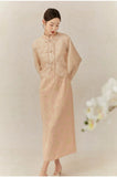 Peridot Pink Jacquard Cheongsam Dress
