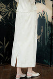 Adagio 2-Piece Apricot Jacquard Cheongsam Set