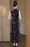 Larimar Floral Print Sleeveless Cheongsam
