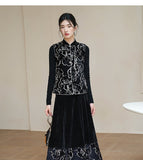 Felicity 2-Piece Black Jacquard Cheongsam Set