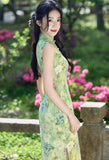 Hannelore Green Bamboo Leaf Cheongsam Dress