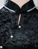 Nerida Black Diamond Velvet Cheongsam