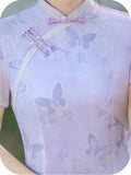 Larkspur Purple Lace Cheongsam Dress