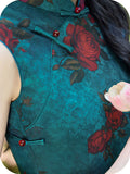 Plum Peacock Rose Lace Cheongsam Dress