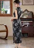 Tender Black Lace Jacquard Cheongsam Dress