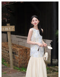 Federica Light Blue Tencel Cheongsam Dress