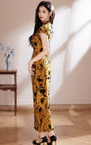 Solara Gold Stretch Fitted Cheongsam