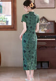 Sura Lace Mesh Green Cheongsam
