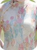 Viviana Ink Blossom Slim-Fit Cheongsam Dress