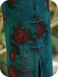 Plum Peacock Rose Lace Cheongsam Dress