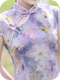 Wren Light Taro Purple Slim-Fit Cheongsam