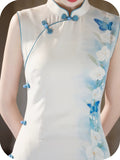 Romana Bamboo Pattern Sleeveless Cheongsam Dress