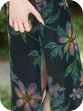 Hollyhock Floral Black Cheongsam Dress