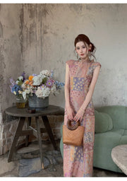 Kaia Jacquard Print Cheongsam Dress