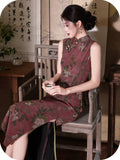 Ava Wine Vintage Lace Cheongsam Dress