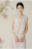 Yasmin Sage Green Embroidered Silk Vest Cheongsam