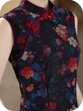 Larimar Floral Print Sleeveless Cheongsam