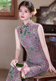 Jasper Light Purple Elastic Mesh Cheongsam