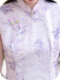 Ines Purple Flower Jacquard Cheongsam